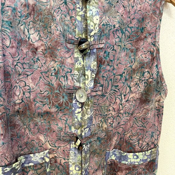 Vintage Norm Thompson Reversible Quilt Floral Vest sz Small - Picture 5 of 6